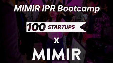 Promotional image for MIMIR IPR Bootcamp part of the 100STARTUPS event