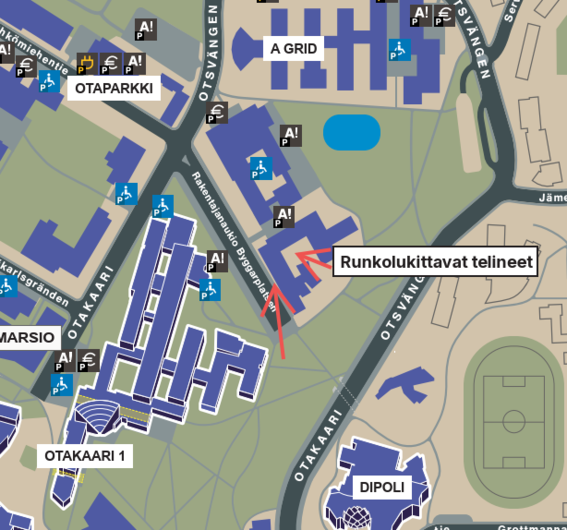 Saapuminen pyörällä kampukselle