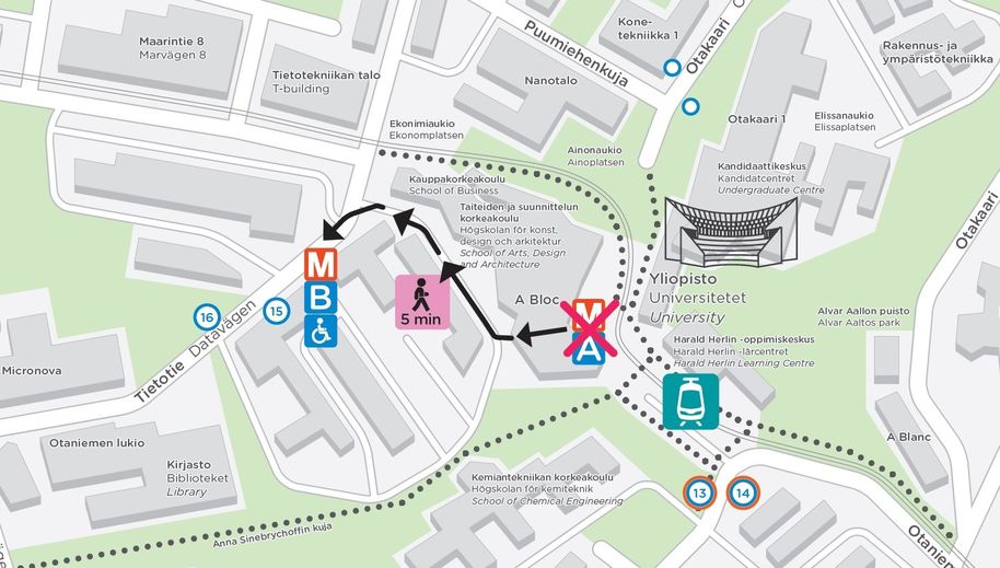 Alternative route for the metro access in summer